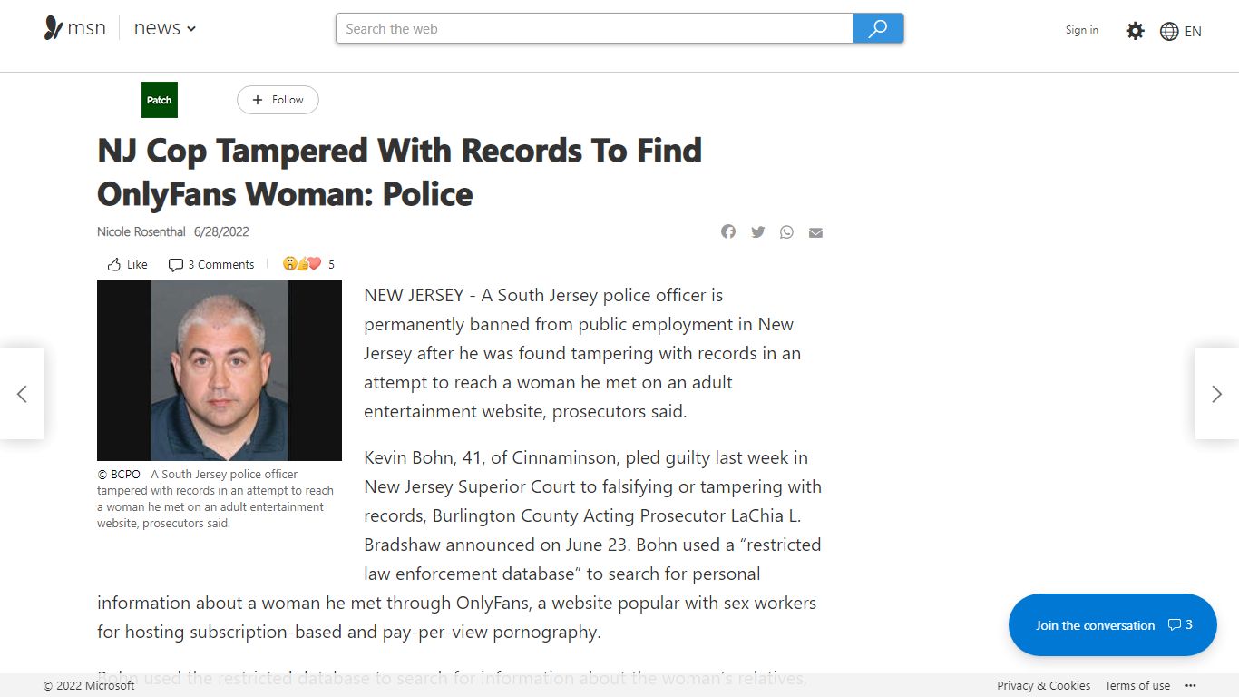 NJ Cop Tampered With Records To Find OnlyFans Woman: Police